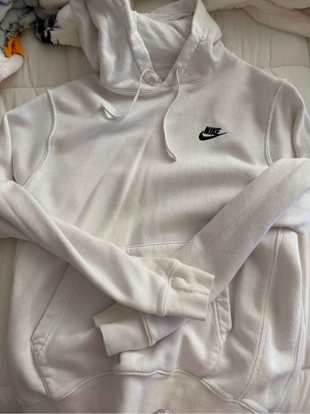 Nike White mens Hoodie with Black Swoosh